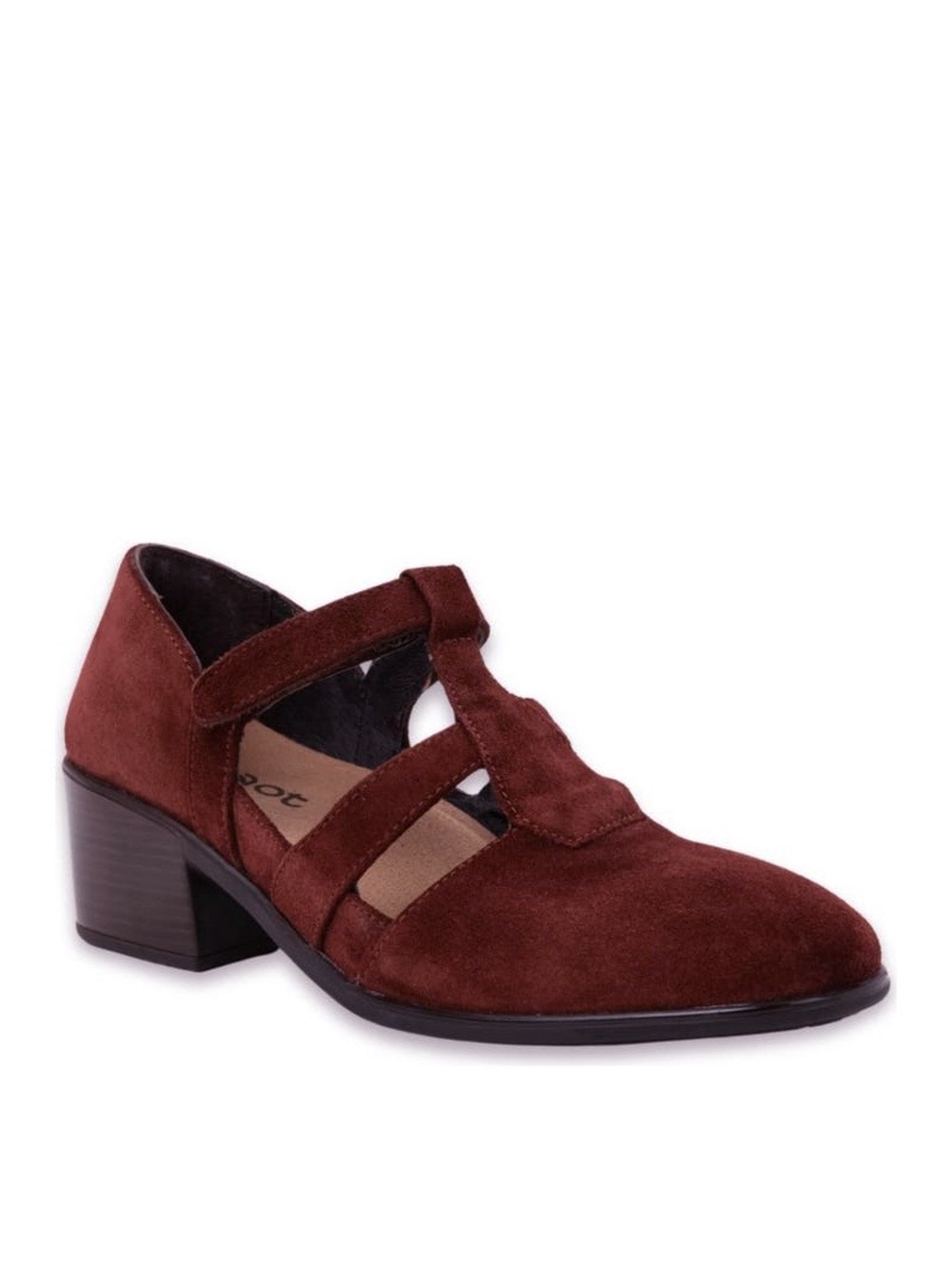NAOT Authentic T-Strap Mary Jane Suede Pump in Cabernet Suede EU 38